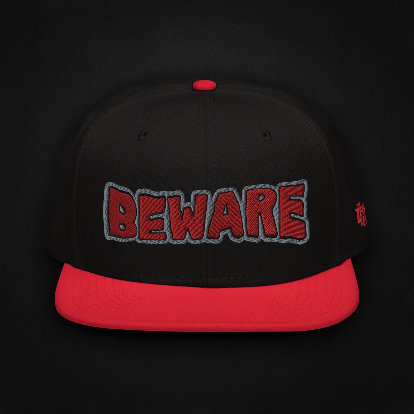 Beware - Embroidered - Snapback Hat (Black/Red)