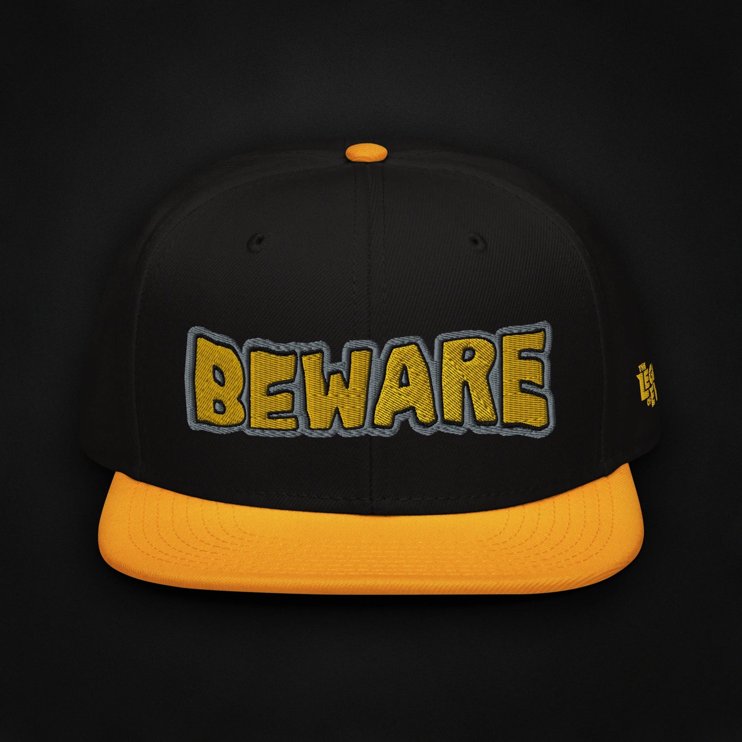 Beware - Embroidered - Snapback Hat (Black/Yellow)