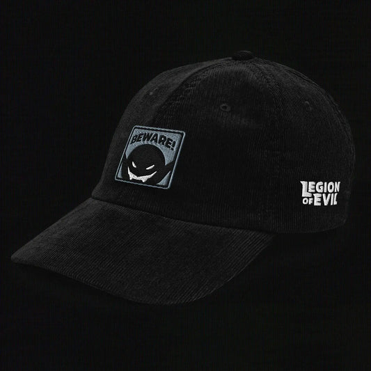 Beware - Embroidered - Vintage Corduroy Cap (Black) The Legion of Evil