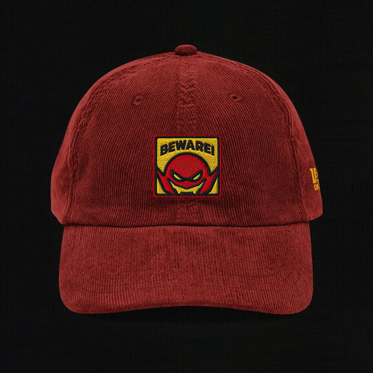 Beware - Embroidered - Vintage Corduroy Cap (Burgundy) The Legion of Evil