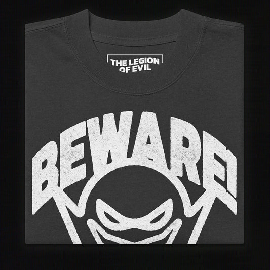Oversized Beware Faded T-Shirt (Black)