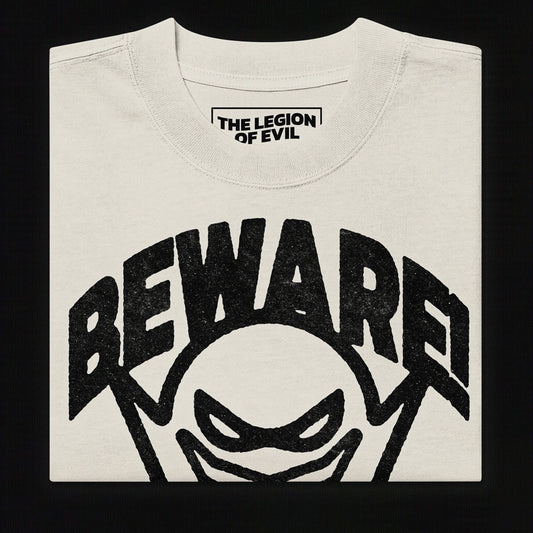 Oversized Beware Faded T-Shirt (Bone)