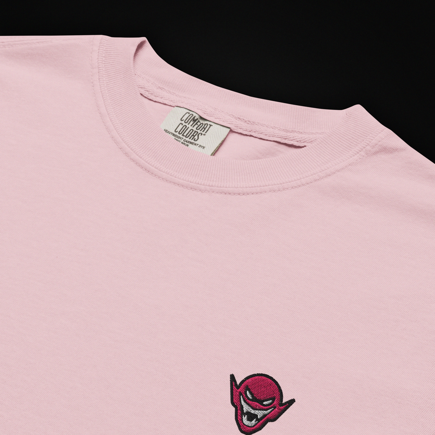 Hench Emblem Embroidery Unisex Garment-Dyed Heavyweight T-Shirt - Pink