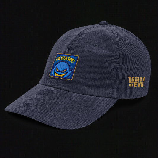 Beware - Embroidered - Vintage Corduroy Cap (Navy)