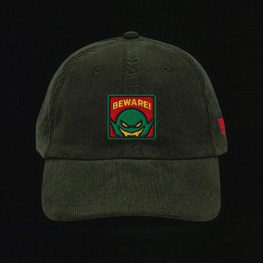 Beware - Embroidered - Vintage Corduroy Cap (Olive) The Legion of Evil