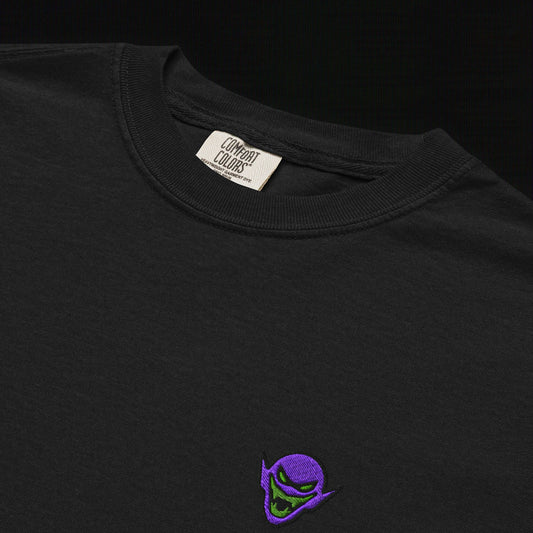 Hench Emblem Embroidery Unisex Garment-Dyed Heavyweight T-Shirt - Black