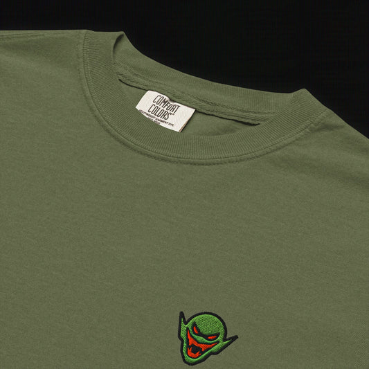 Hench Emblem Embroidery Unisex Garment-Dyed Heavyweight T-Shirt - Green