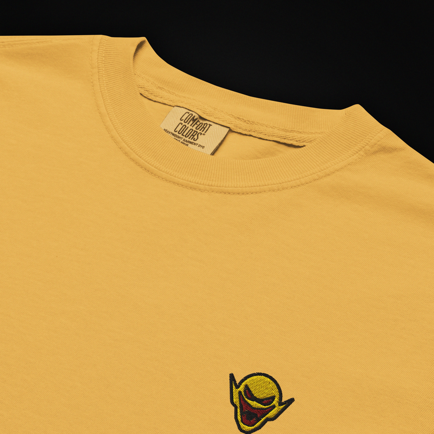 Hench Emblem Embroidery Unisex Garment-Dyed Heavyweight T-Shirt - Mustard