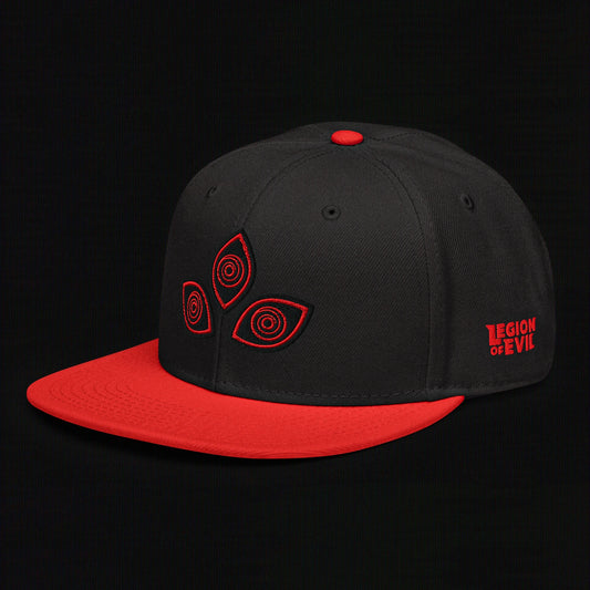 Triclops - Flat Embroidery - Snapback Hat (Red/Black)