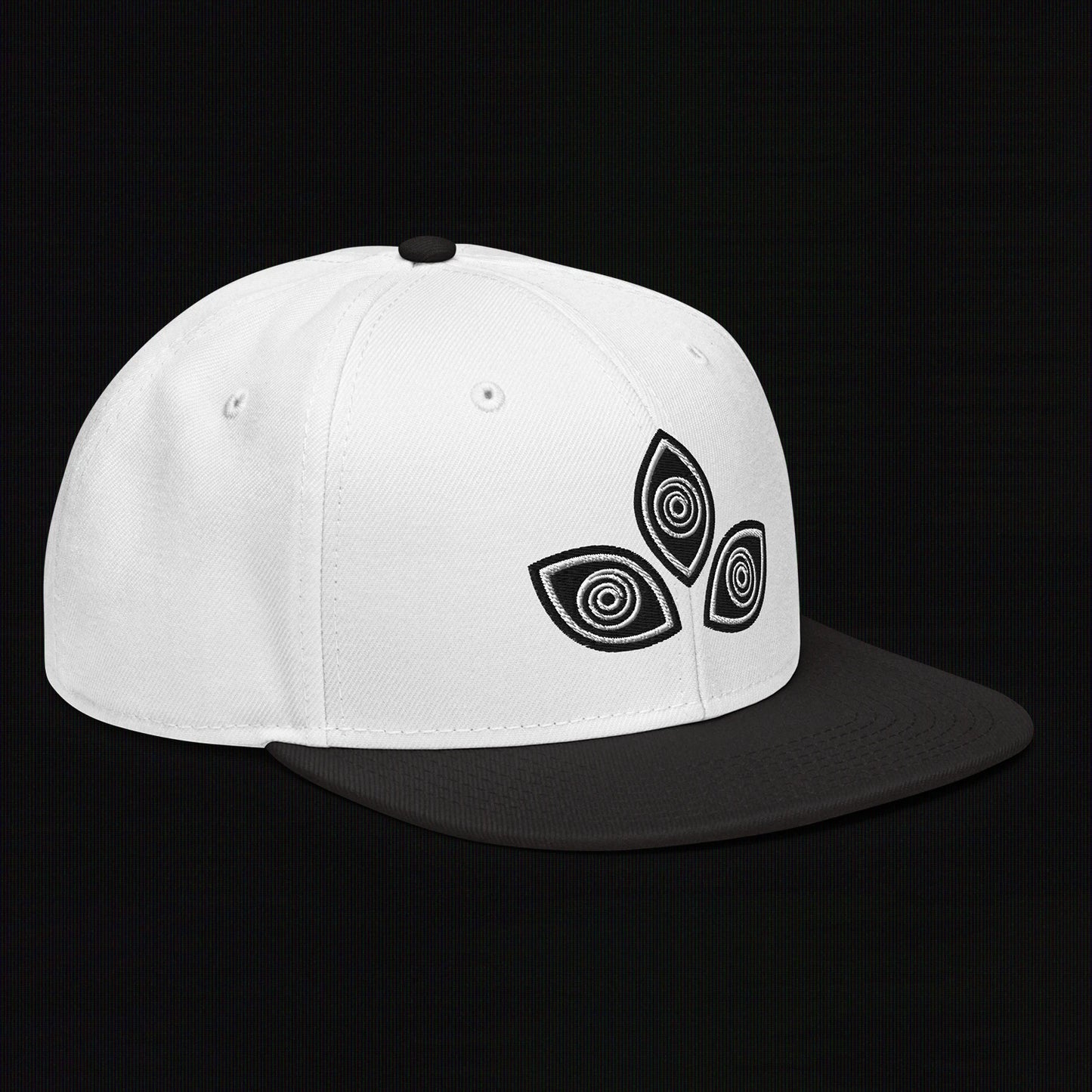 Triclops - Flat Embroidery - Snapback Hat (White/Black)