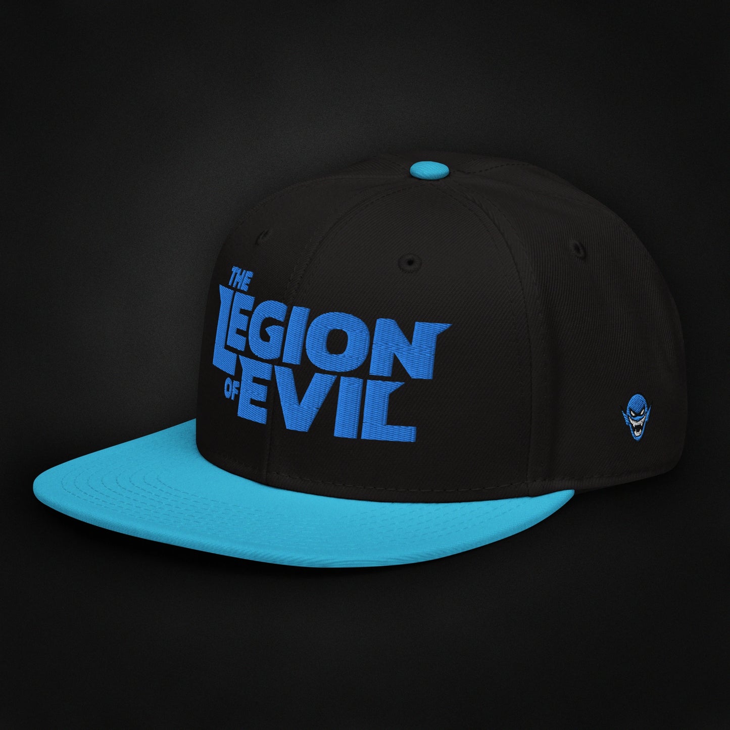 Legion Type Logo - Flat Embroidered - Snapback Hat (Aqua Blue/Black)