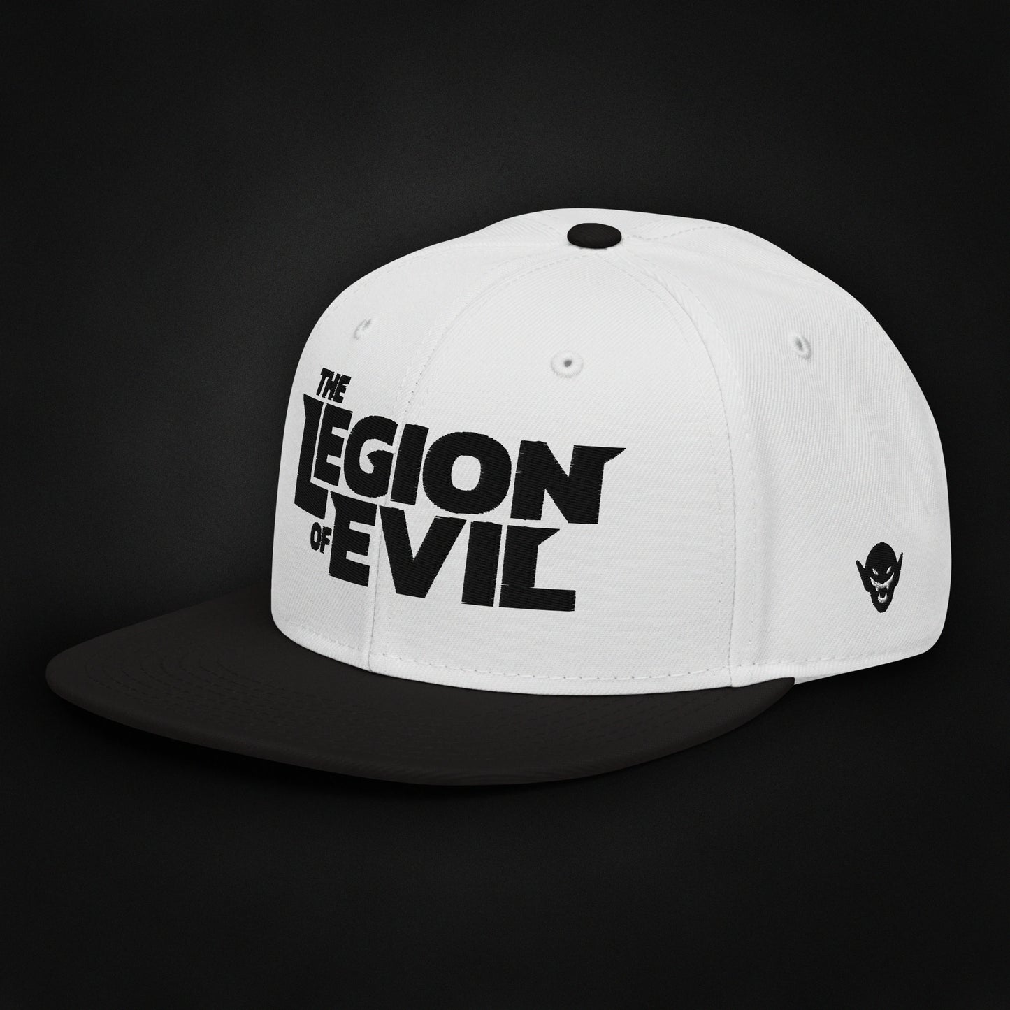 Legion Type Logo - Flat Embroidered - Snapback Hat (Black/White)