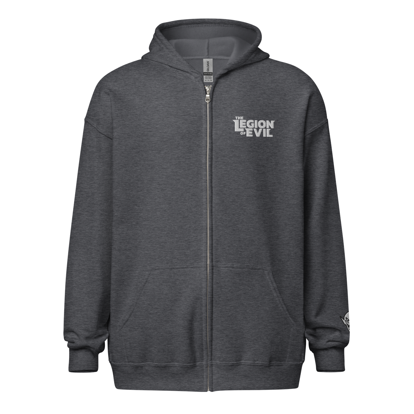 Legion Type Logo - Embroidered - Unisex heavy blend zip hoodie (Dark Heather)