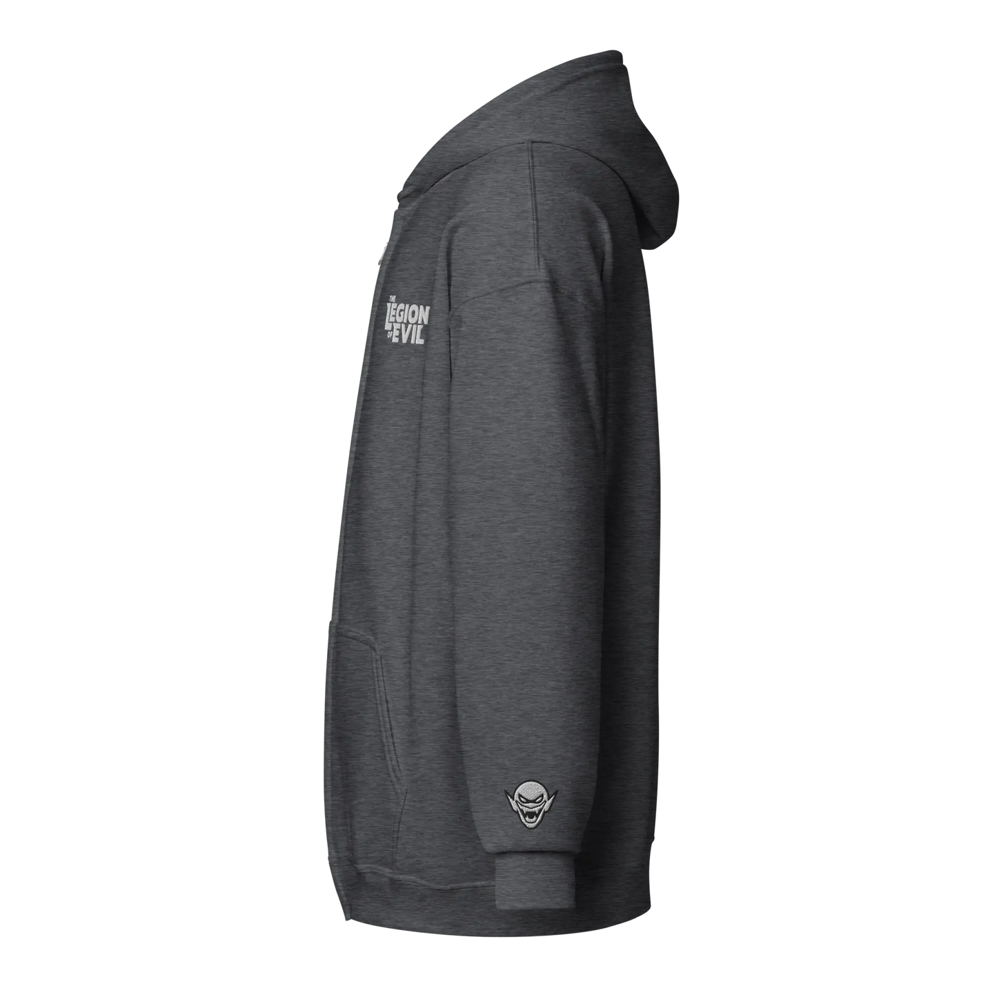 Legion Type Logo - Embroidered - Unisex heavy blend zip hoodie (Dark Heather) The Legion of Evil
