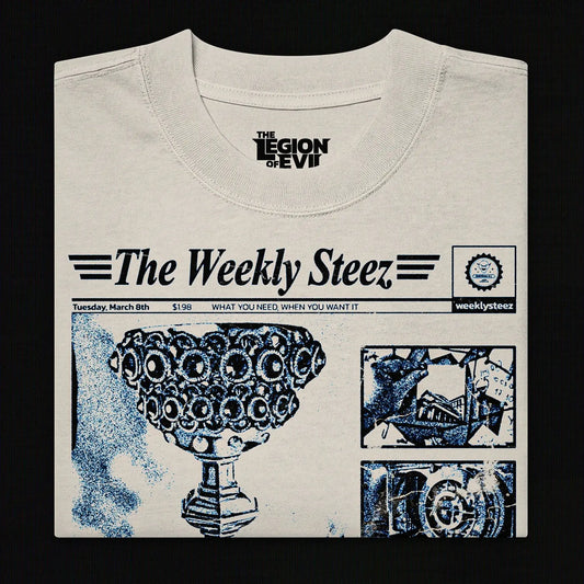 The Weekly Steez Oversized Faded Bone(White) T-Shirt The Legion of Evil