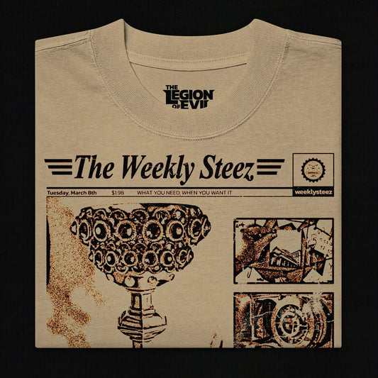 The Weekly Steez Oversized Faded Khaki T-Shirt The Legion of Evil