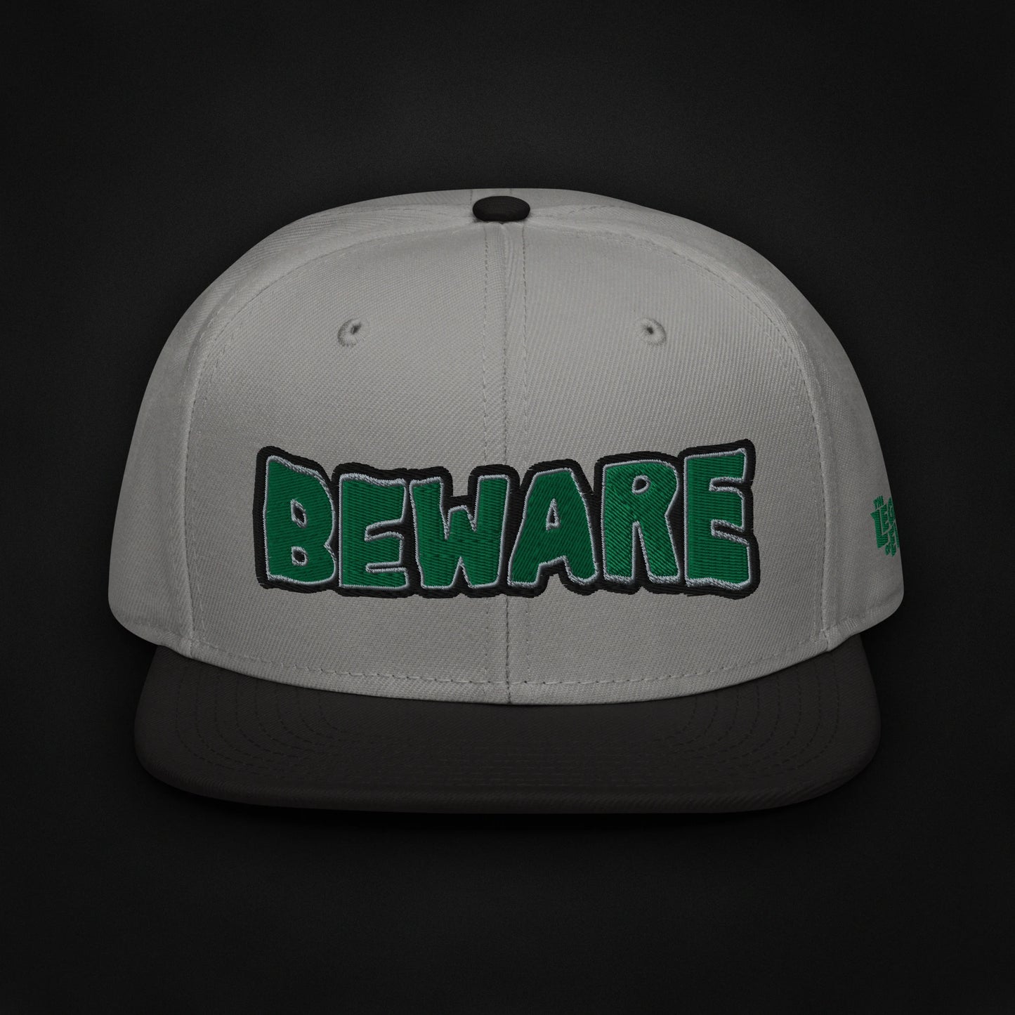 Beware - Embroidered - Snapback Hat (Gray/Black)