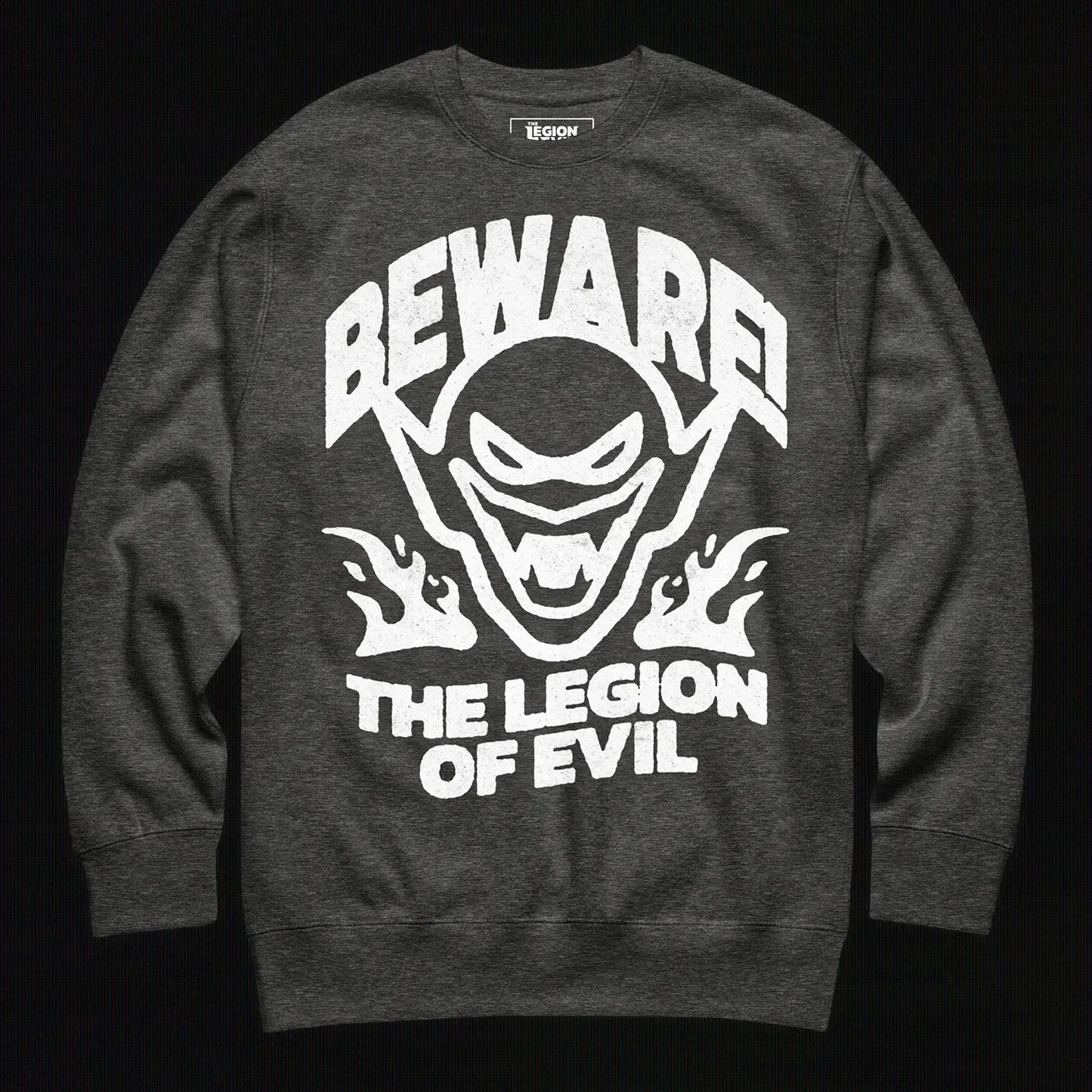 Beware - Unisex Premium Sweatshirt (Charcoal Heather) The Legion of Evil