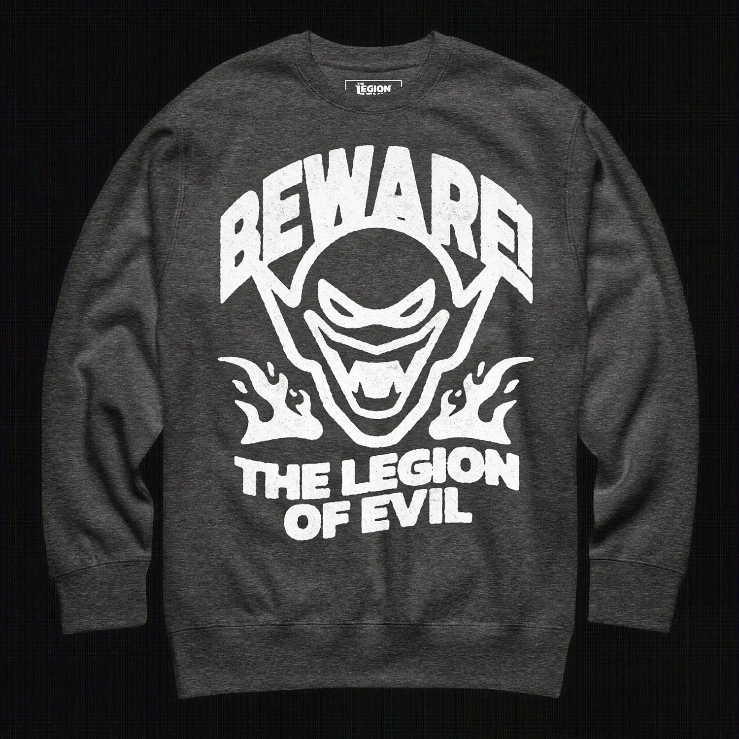 Beware - Unisex Premium Sweatshirt (Charcoal Heather) The Legion of Evil