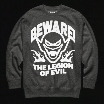 Beware - Unisex Premium Sweatshirt (Charcoal Heather) The Legion of Evil