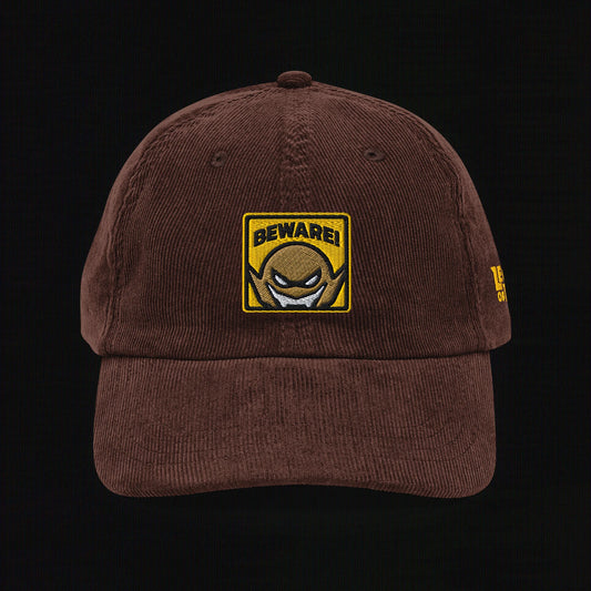 Beware - Embroidered - Vintage Corduroy Cap (Brown)