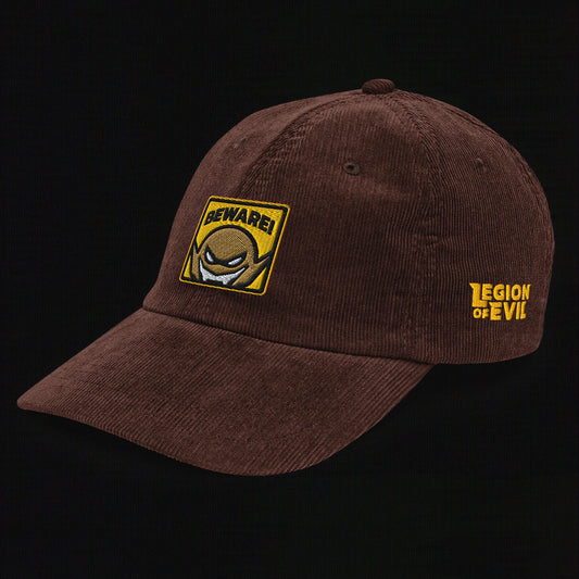 Beware - Embroidered - Vintage Corduroy Cap (Brown)