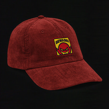 Beware - Embroidered - Vintage Corduroy Cap (Burgundy)