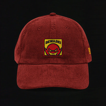 Beware - Embroidered - Vintage Corduroy Cap (Burgundy)