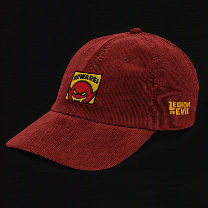 Beware - Embroidered - Vintage Corduroy Cap (Burgundy)