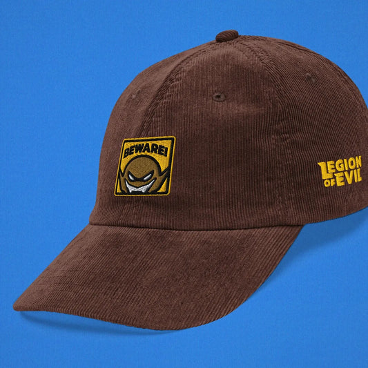 Beware - Embroidered - Vintage Corduroy Cap (Brown) The Legion of Evil