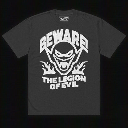Oversized Beware Faded T-Shirt (Black)