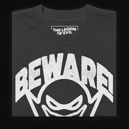 Oversized Beware Faded T-Shirt (Black)