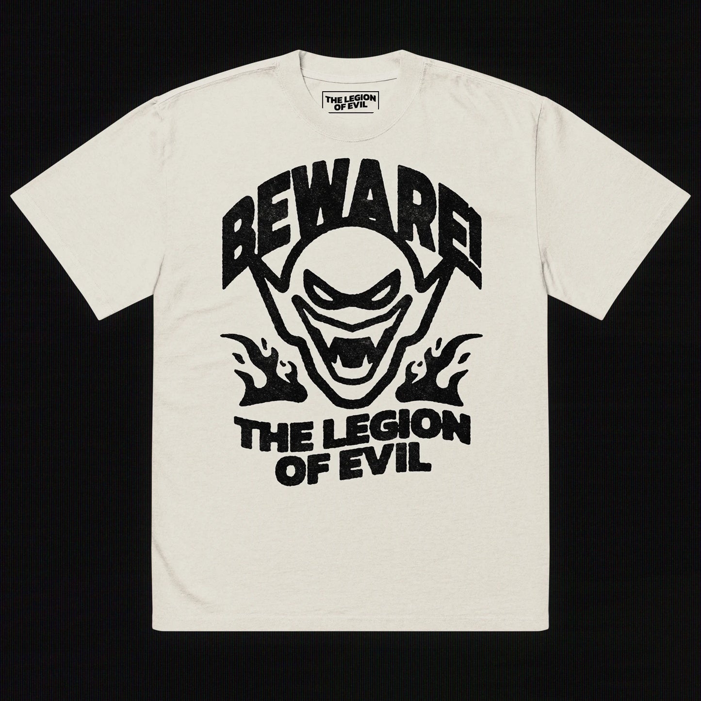Oversized Beware Faded T-Shirt (Bone)