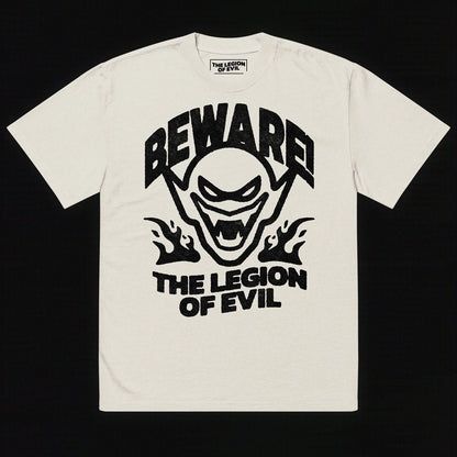 Oversized Beware Faded T-Shirt (Bone)