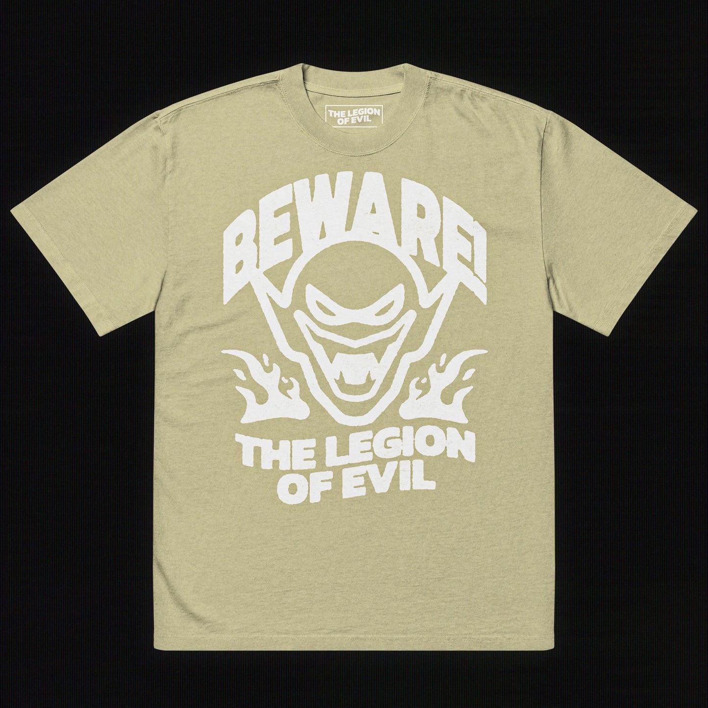 Oversized Beware Faded T-Shirt (Eucalyptus)