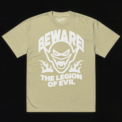Oversized Beware Faded T-Shirt (Eucalyptus)