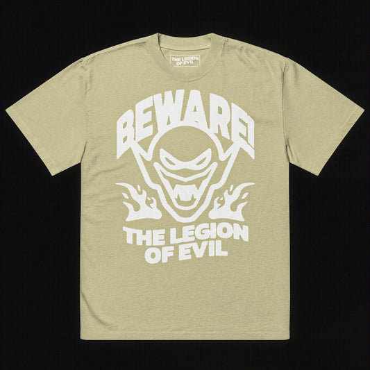 Oversized Beware Faded T-Shirt (Eucalyptus)