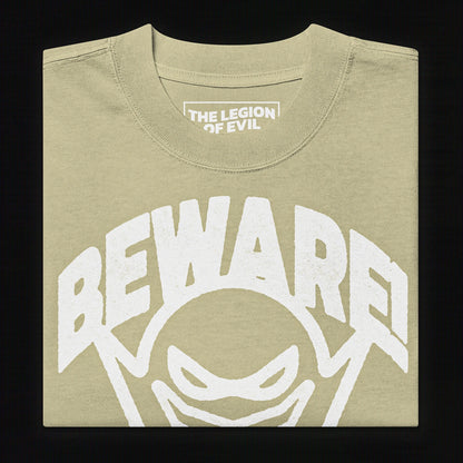 Oversized Beware Faded T-Shirt (Eucalyptus)
