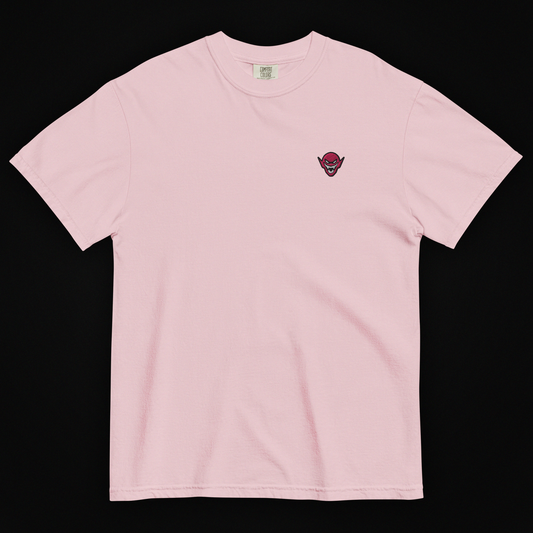 Hench Emblem Embroidery Unisex Garment-Dyed Heavyweight T-Shirt - Pink