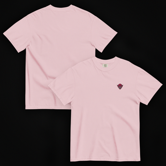Hench Emblem Embroidery Unisex Garment-Dyed Heavyweight T-Shirt - Pink