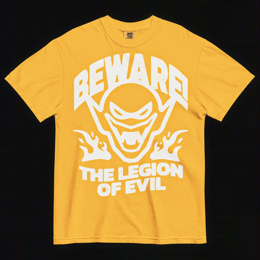 Beware - Unisex garment-dyed heavyweight t-shirt (Mustard)