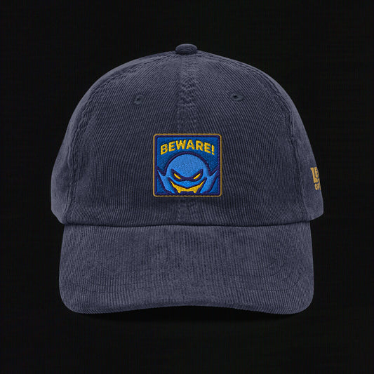Beware - Embroidered - Vintage Corduroy Cap (Navy)