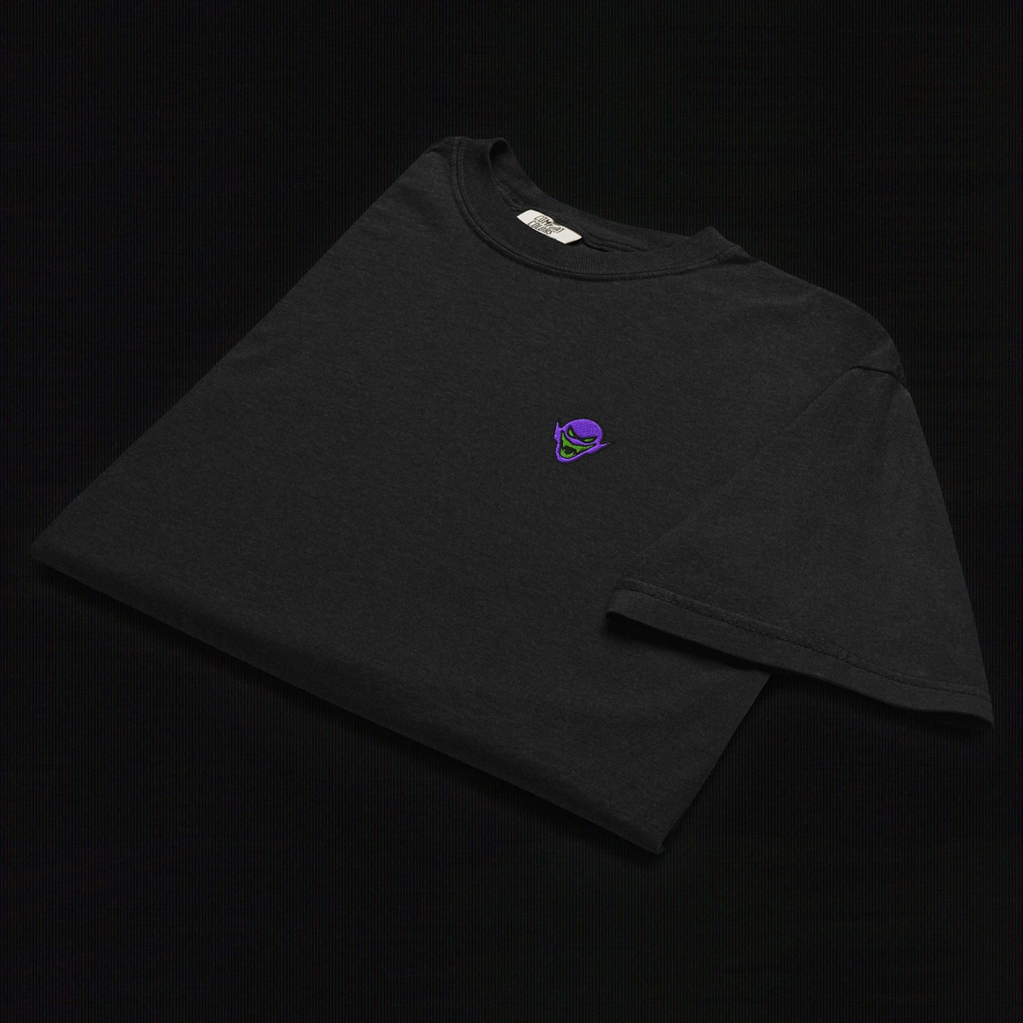 Hench Emblem Embroidery Unisex Garment-Dyed Heavyweight T-Shirt - Black