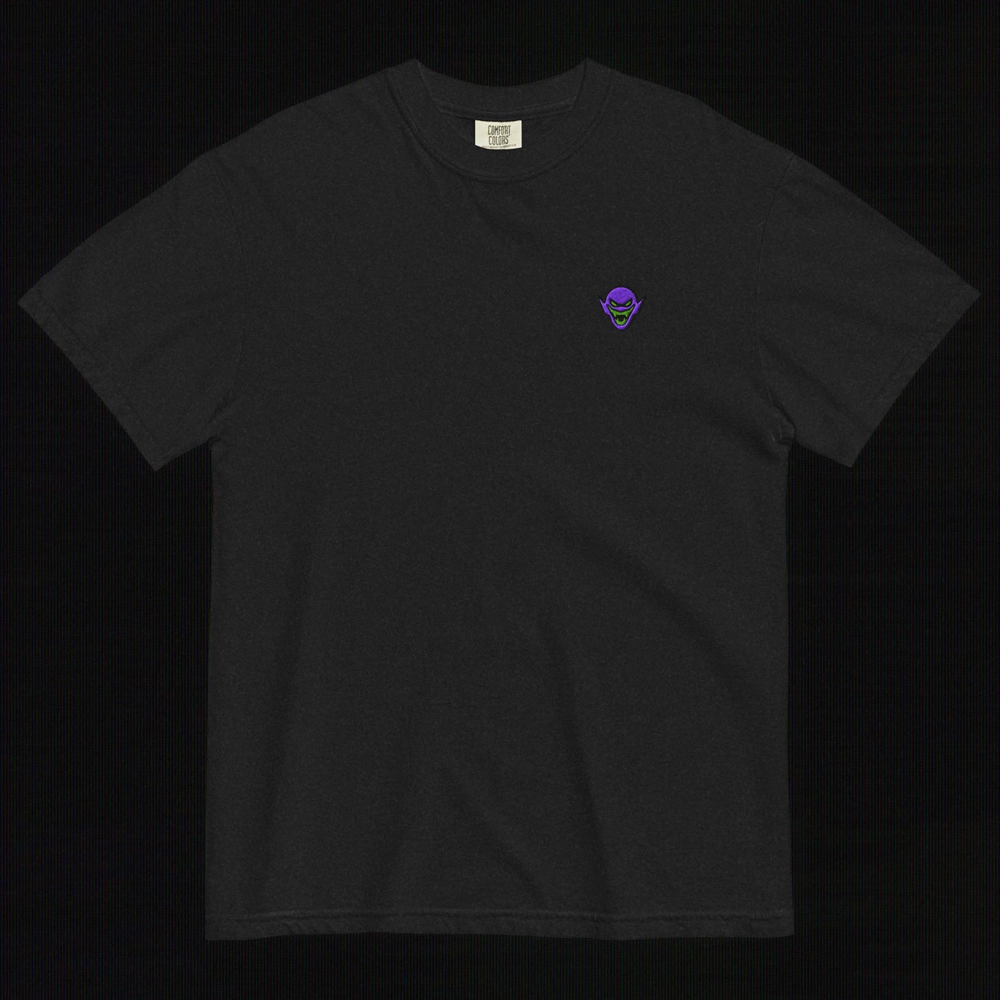 Hench Emblem Embroidery Unisex Garment-Dyed Heavyweight T-Shirt - Black