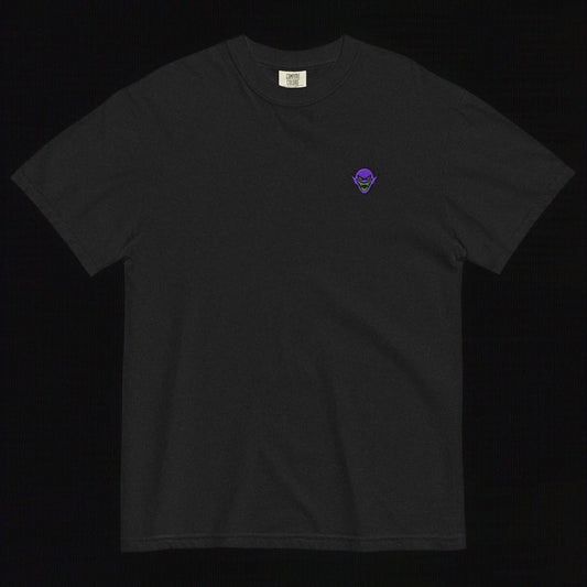 Hench Emblem Embroidery Unisex Garment-Dyed Heavyweight T-Shirt - Black