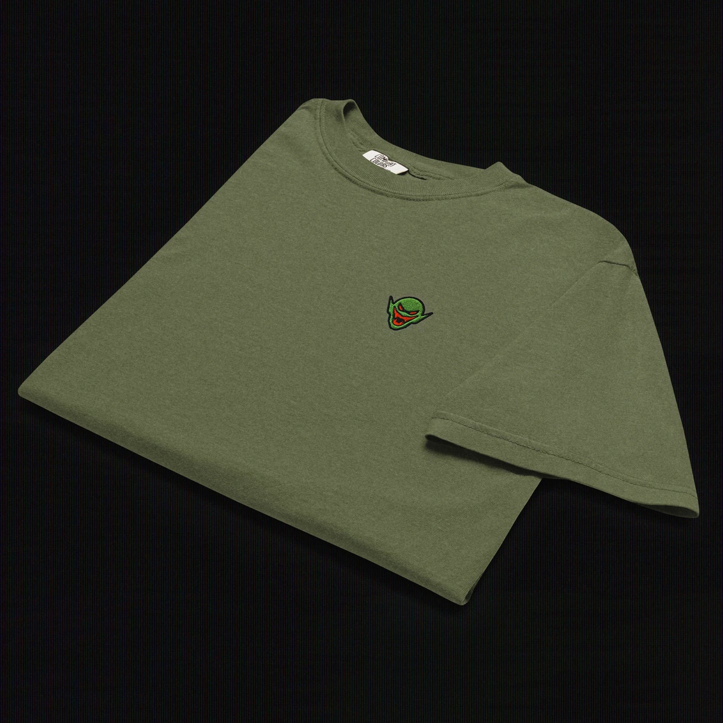 Hench Emblem Embroidery Unisex Garment-Dyed Heavyweight T-Shirt - Green