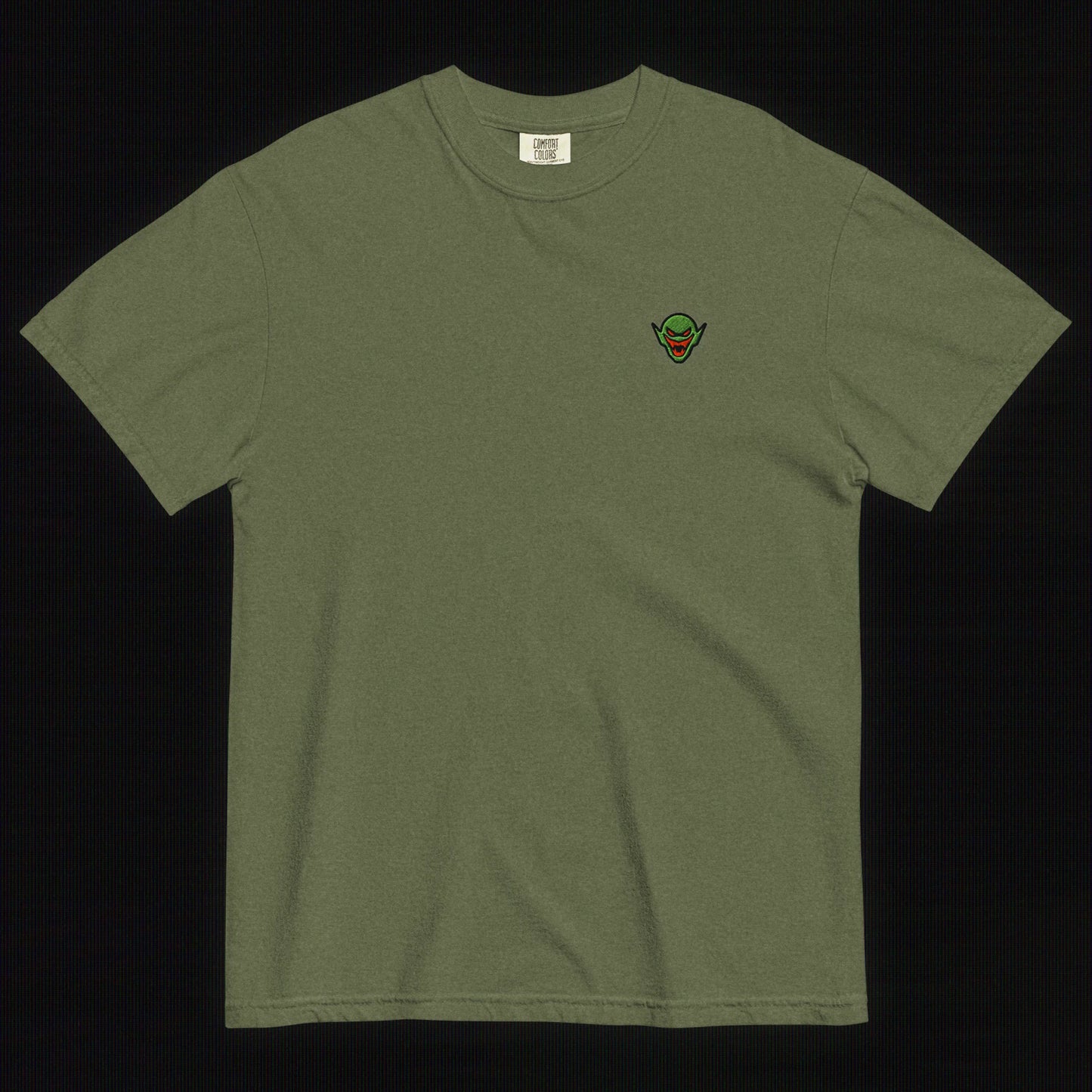 Hench Emblem Embroidery Unisex Garment-Dyed Heavyweight T-Shirt - Green