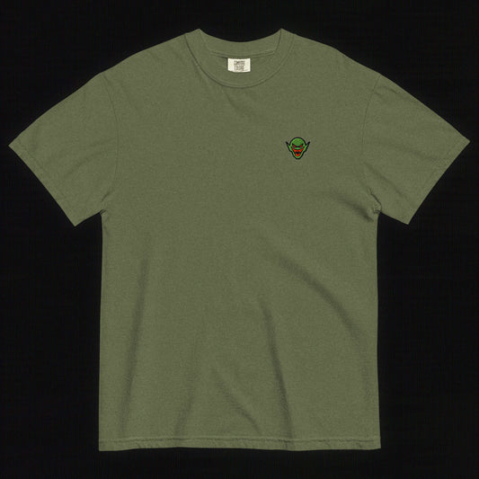 Hench Emblem Embroidery Unisex Garment-Dyed Heavyweight T-Shirt - Green