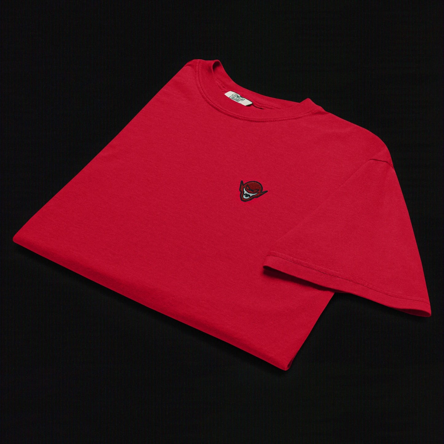 Hench Emblem Embroidery Unisex Garment-Dyed Heavyweight T-Shirt - Red