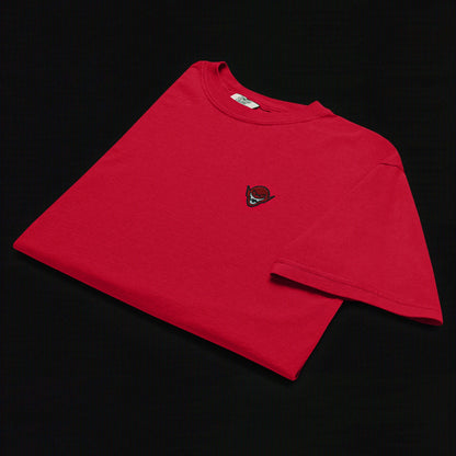 Hench Emblem Embroidery Unisex Garment-Dyed Heavyweight T-Shirt - Red